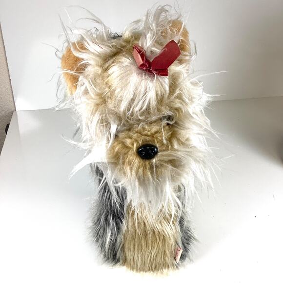 Vtg Daphne Black Brown White Dog Yorkshire Terrier Head Golf Club Driver Cover - Picture 1 of 7
